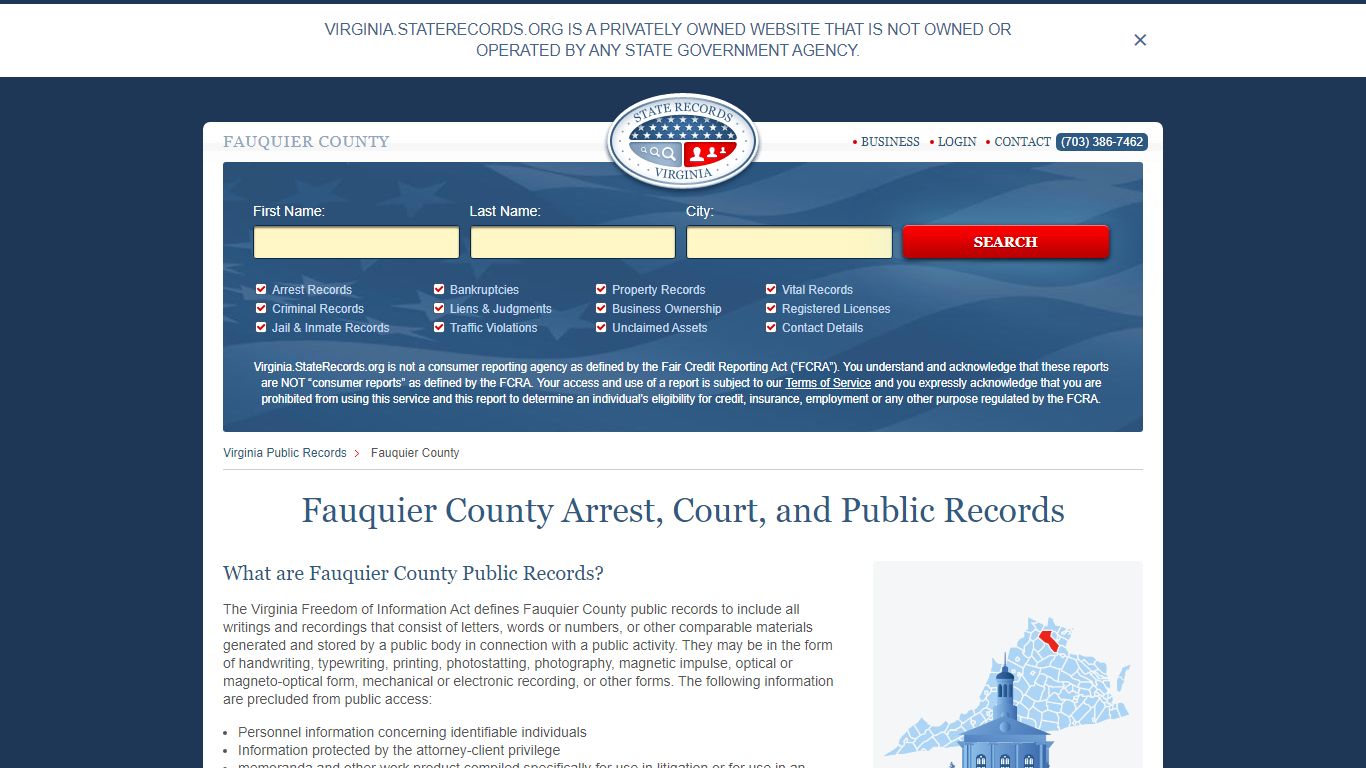 Fauquier County Arrest, Court, and Public Records