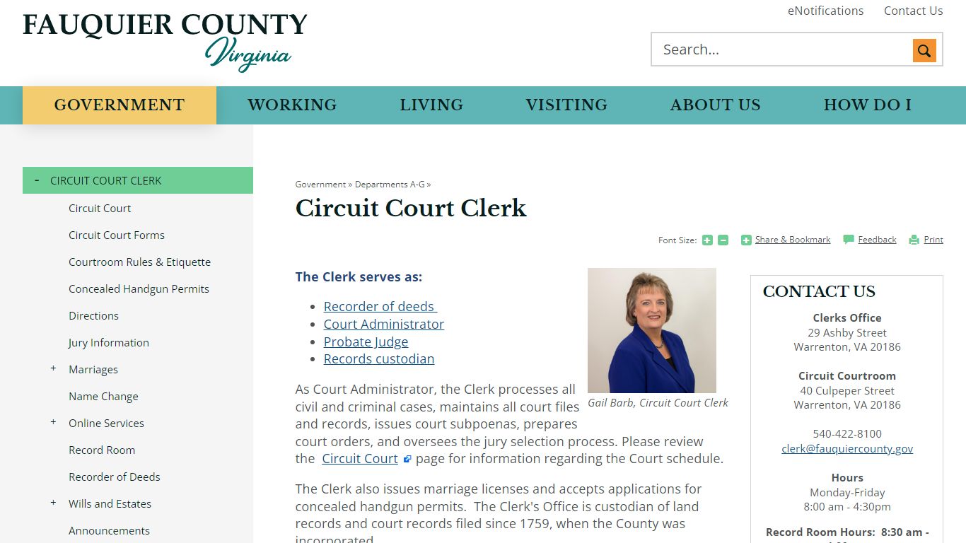 Circuit Court Clerk | Fauquier County, VA