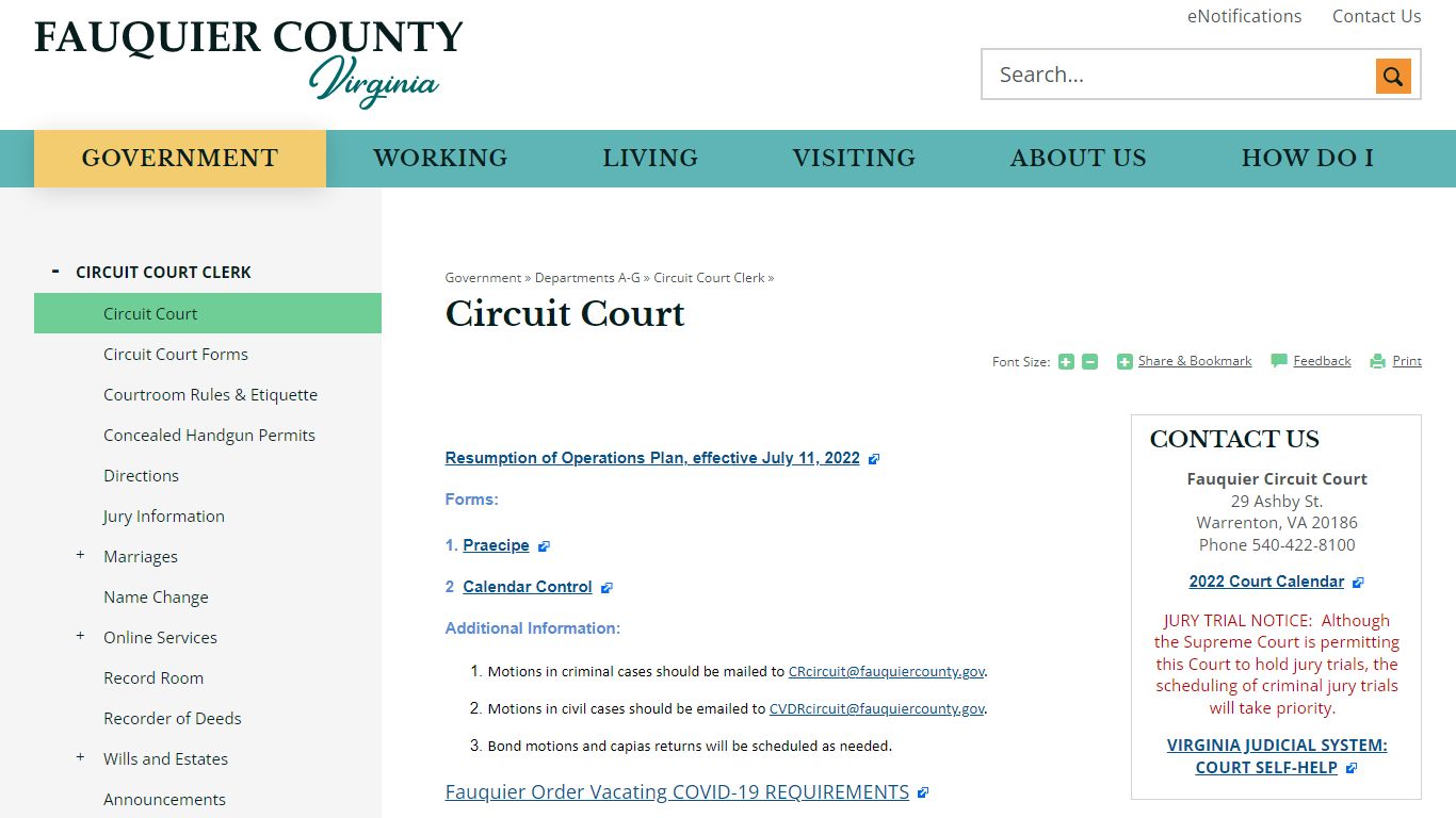 Circuit Court | Fauquier County, VA